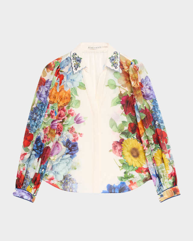 Roanne Floral Button-Front Blous